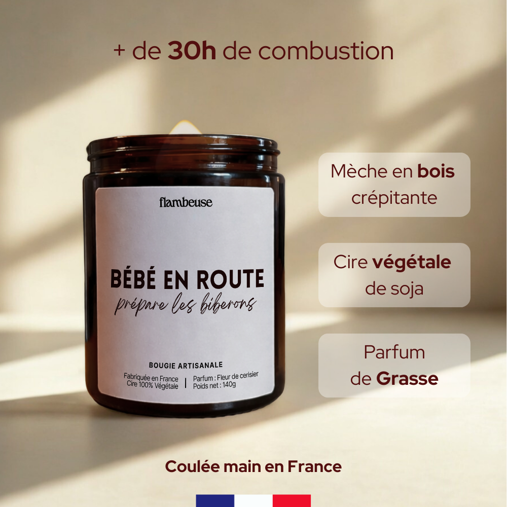 Bougie "Bébé en route, prépare les biberons"