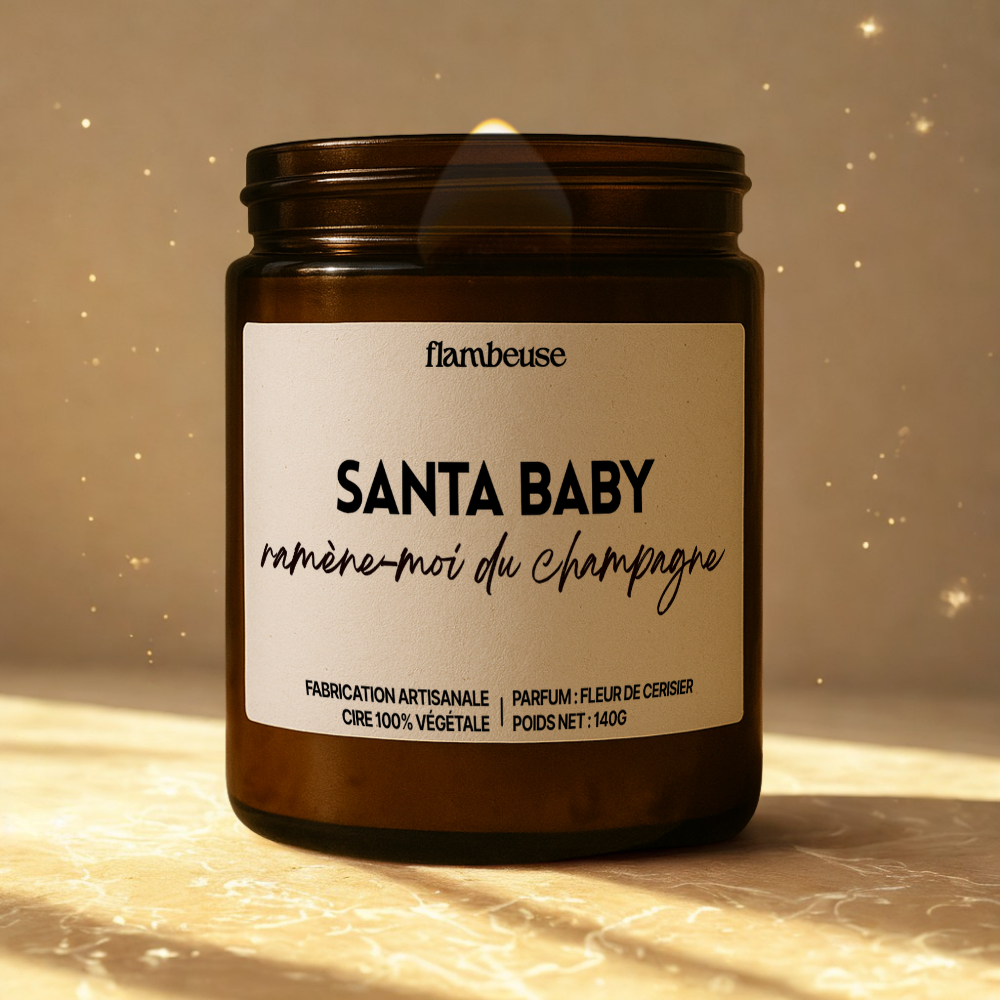 Bougie "Santa Baby, Ramène-moi du champagne"