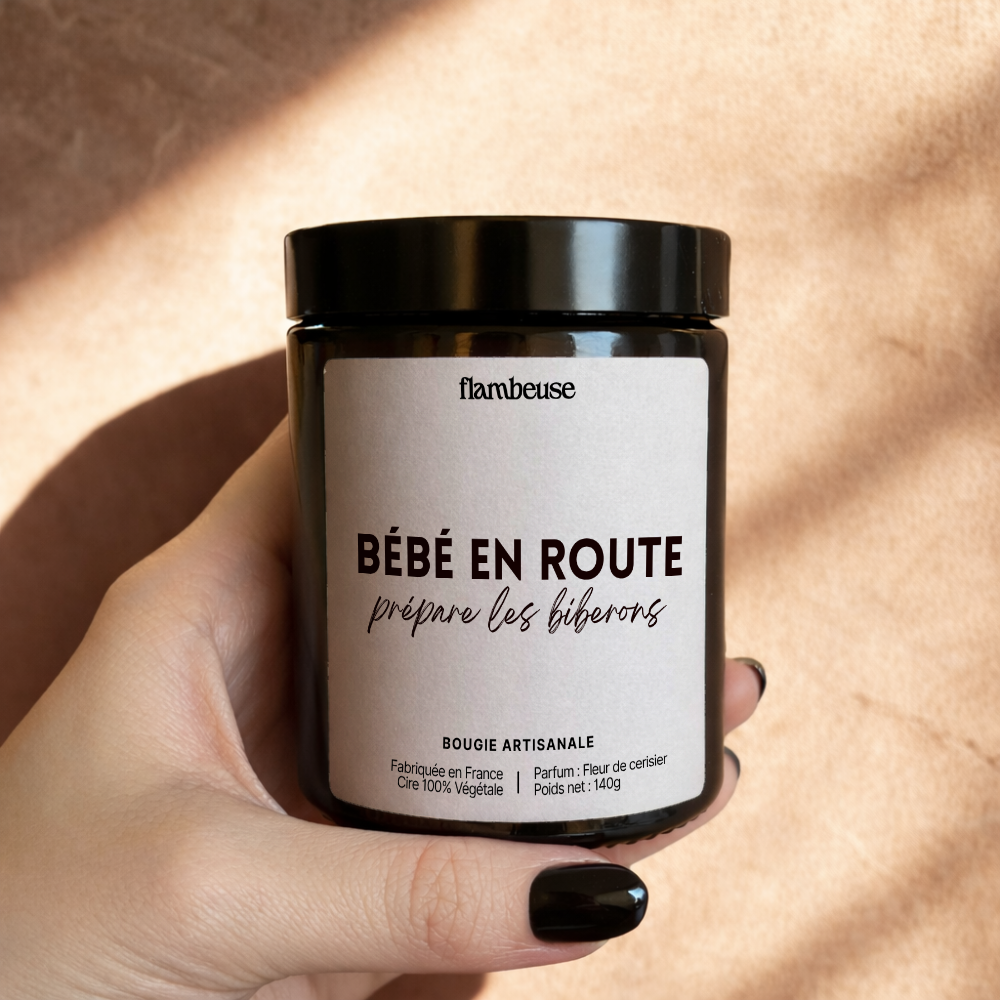 Bougie "Bébé en route, prépare les biberons"