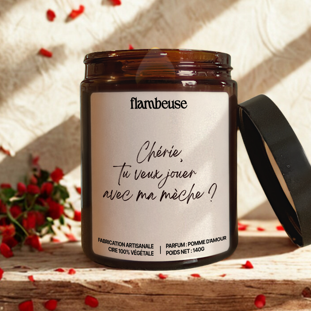 Bougie "Chérie, tu veux jouer avec ma mèche ?"