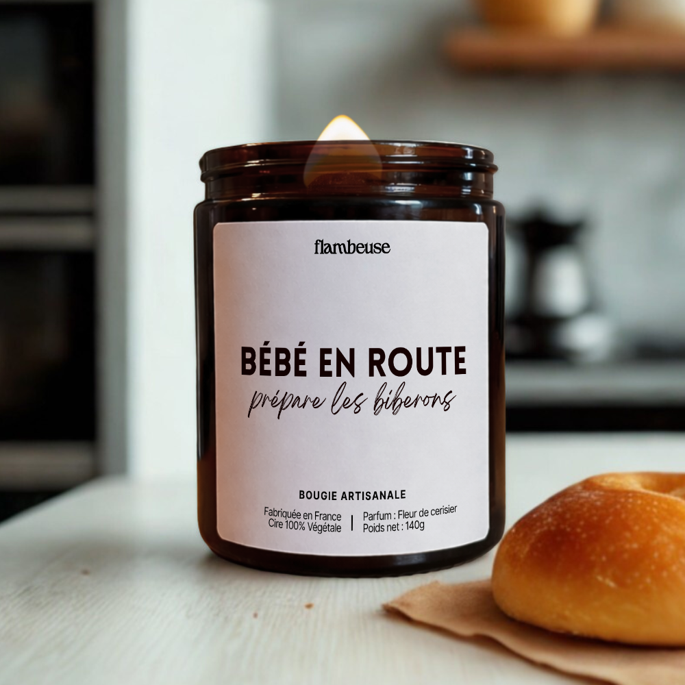 Bougie "Bébé en route, prépare les biberons"