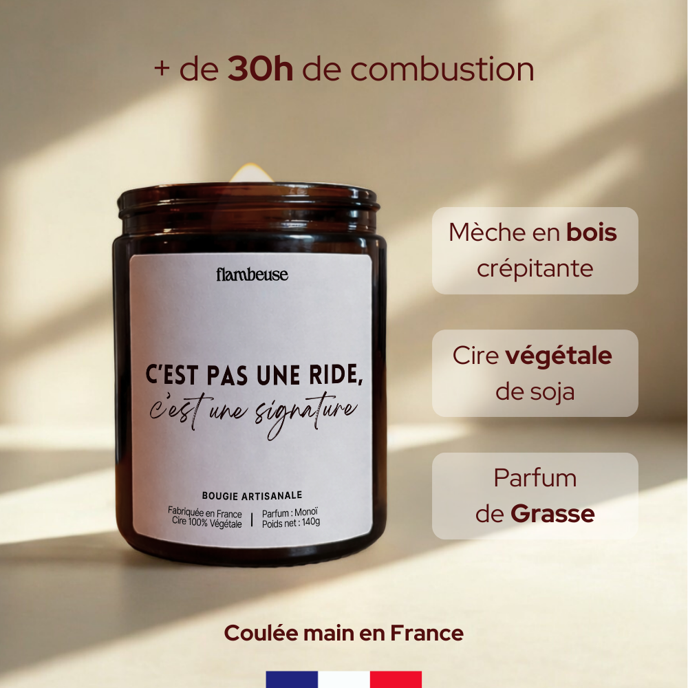 Bougie "C'est pas une ride, c'est une signature"