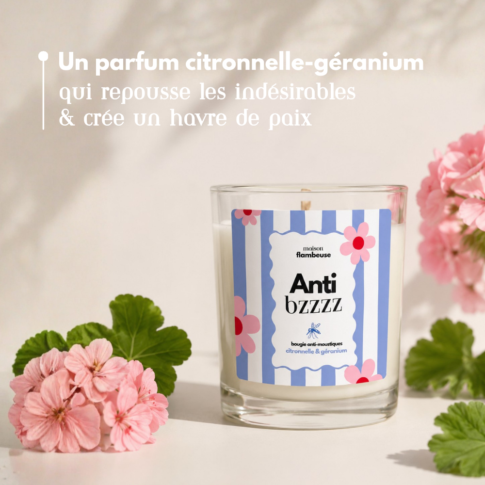 Bougie citronnelle & géranium anti-moustiques  - "Anti bzzzz"