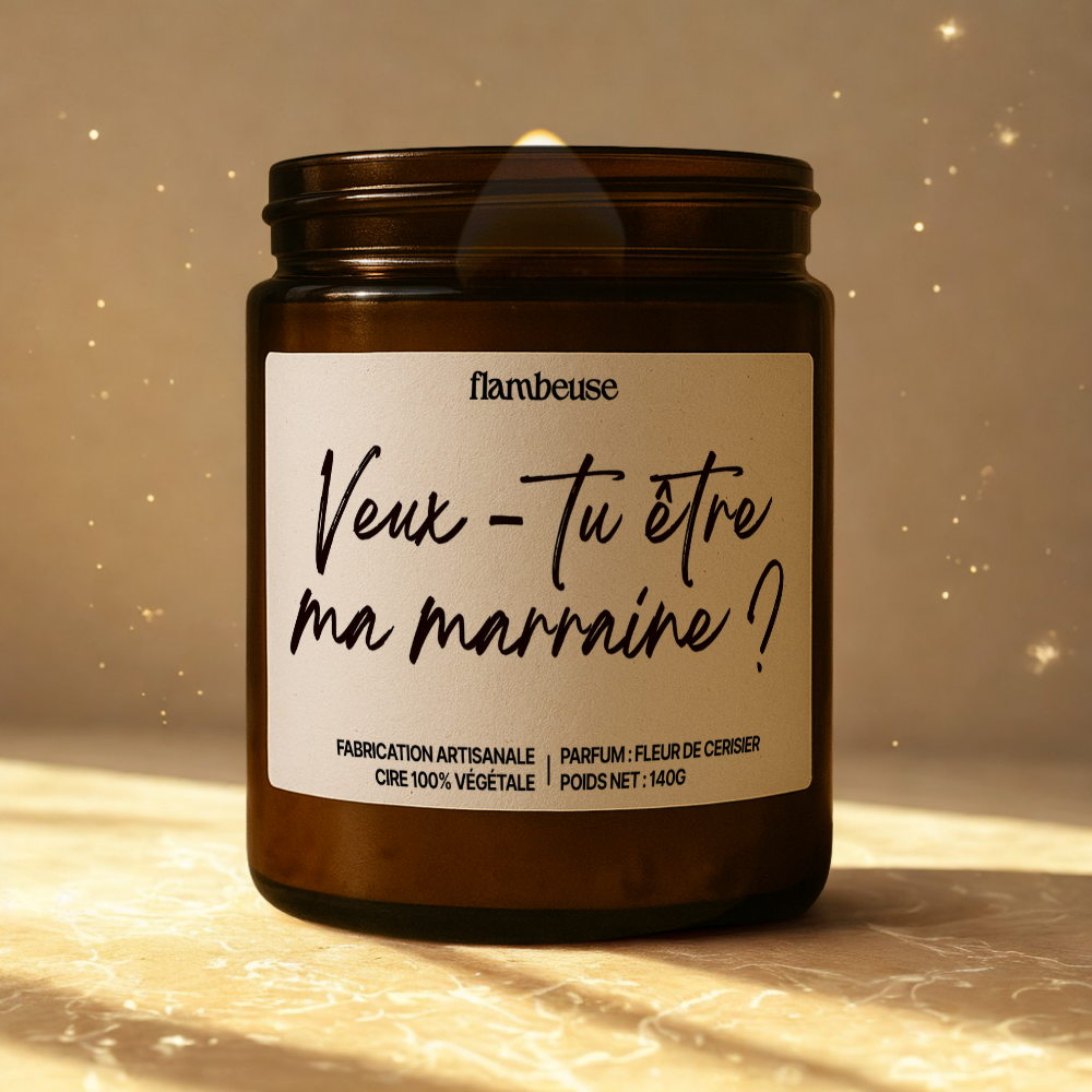 Bougie "Veux-tu être ma marraine ?"