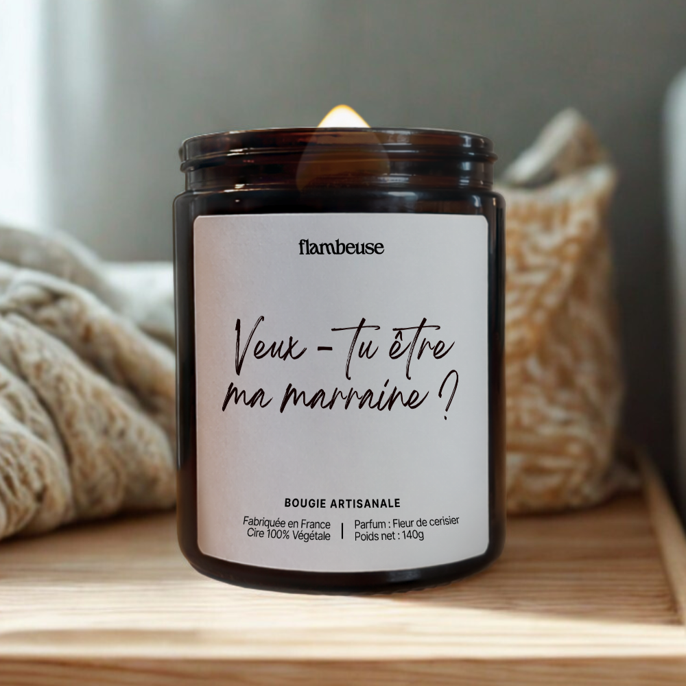 Bougie "Veux-tu être ma marraine ?"
