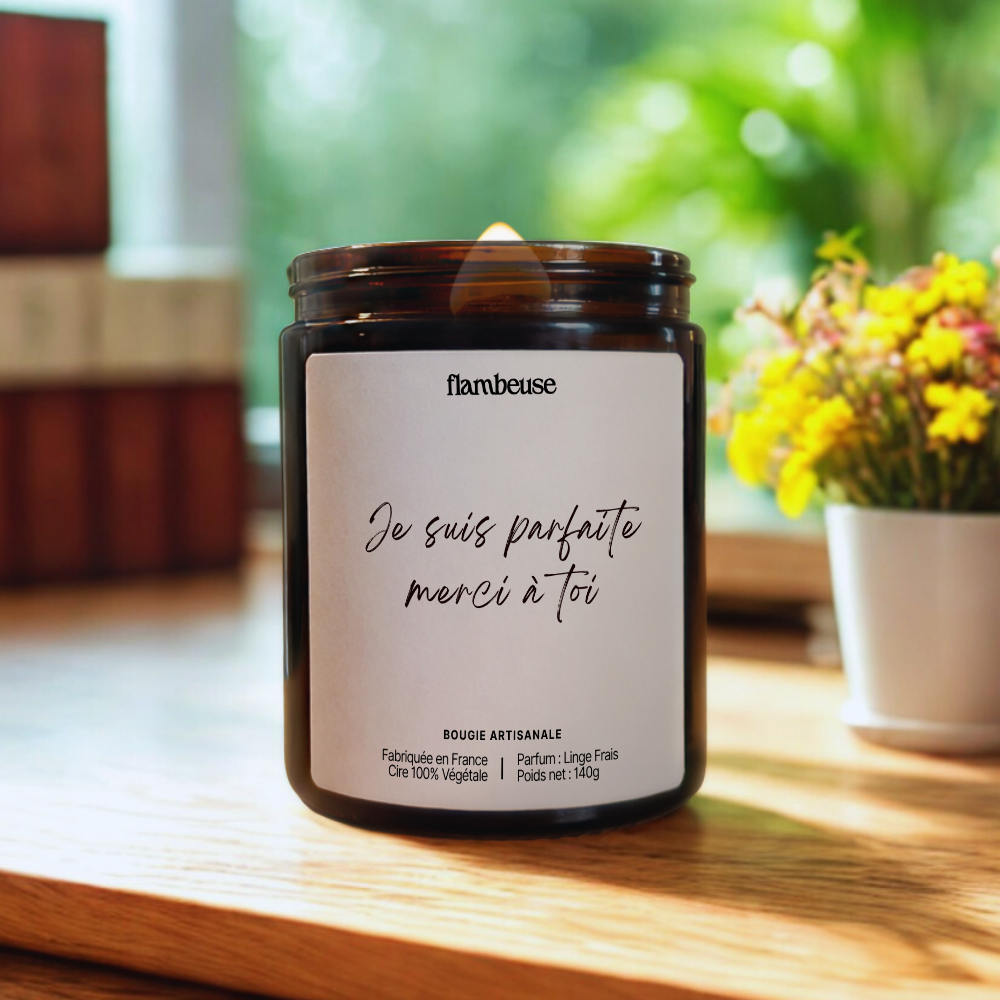 Bougie "Je suis parfaite. Merci à toi"