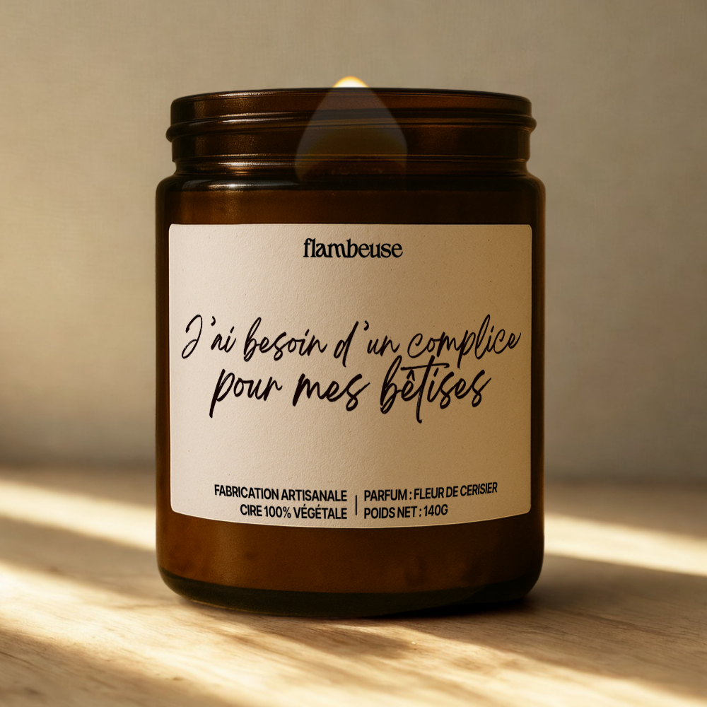 Bougie "J'ai besoin d'un complice pour mes bêtises"