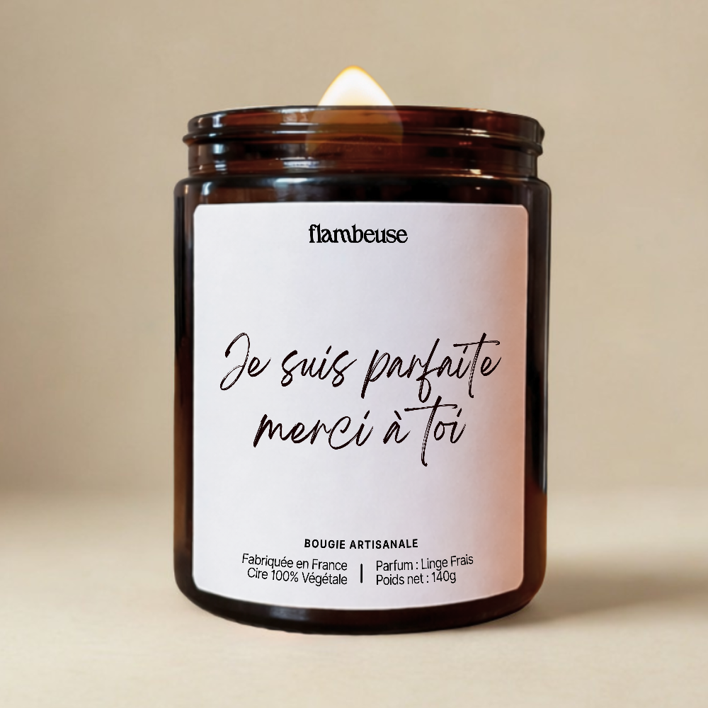 Bougie "Je suis parfaite. Merci à toi"