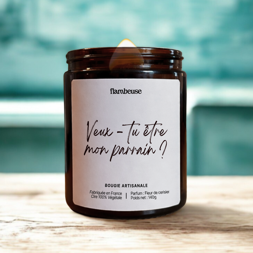 Bougie "Veux-tu être mon parrain ?"