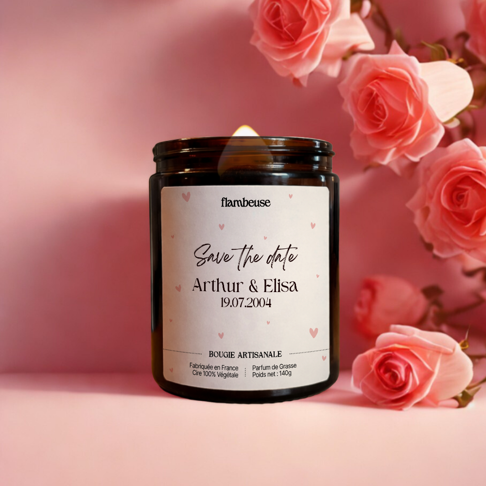 Bougie parfumée "Save the Date" personnalisable