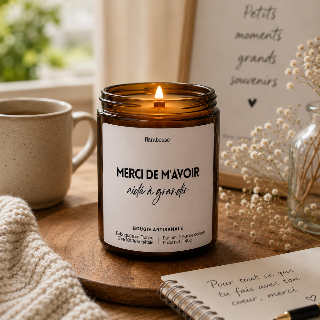 Bougie "Merci de m'avoir aidé à grandir"