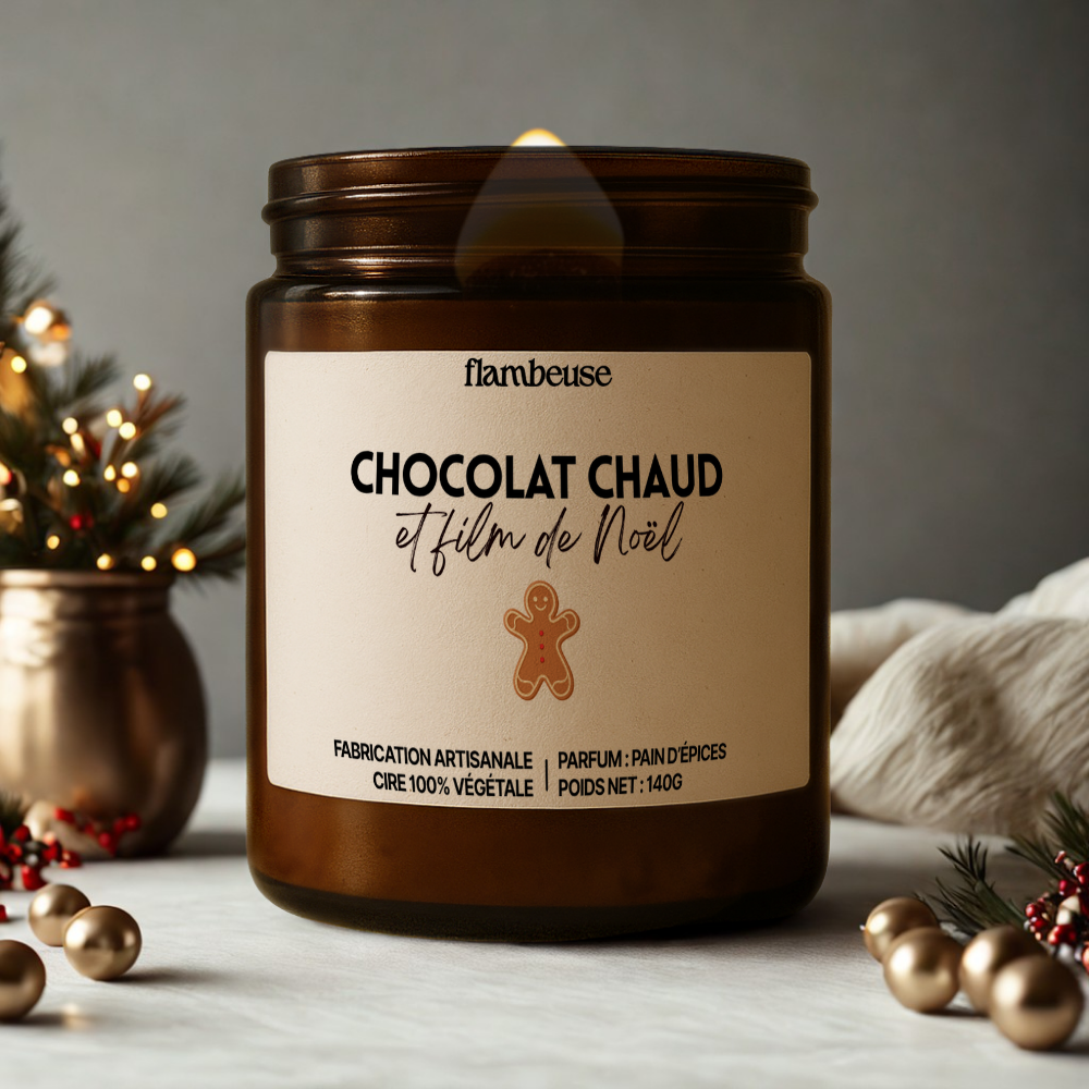 Bougie "Chocolat chaud et film de Noël"