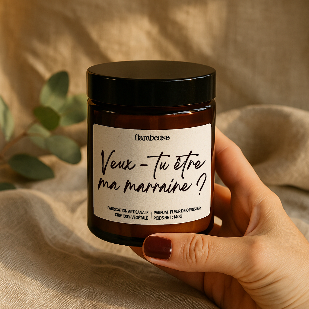 Bougie "Veux-tu être ma marraine ?"